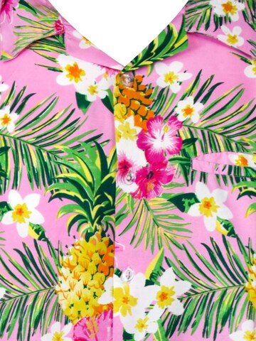 King Kameha Regular Fit Hemd 'Pineapple Flowers' in Pink
