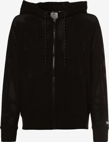 DKNY Zip-Up Hoodie in Black: front