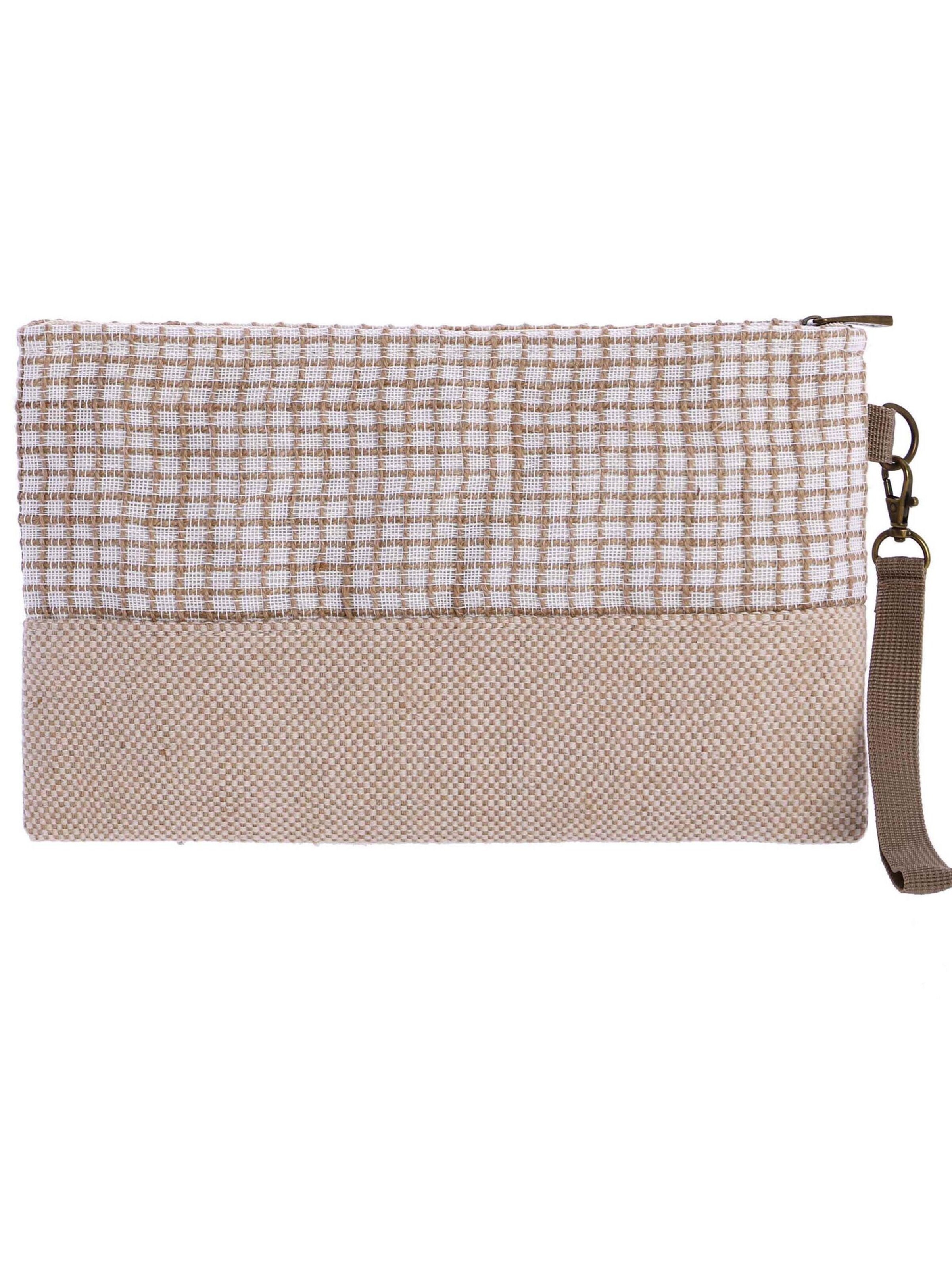 Amichi - Bolso de mano 'Bolso de playa neceser para mujer Mar de tejido natural con cremallera' en beige