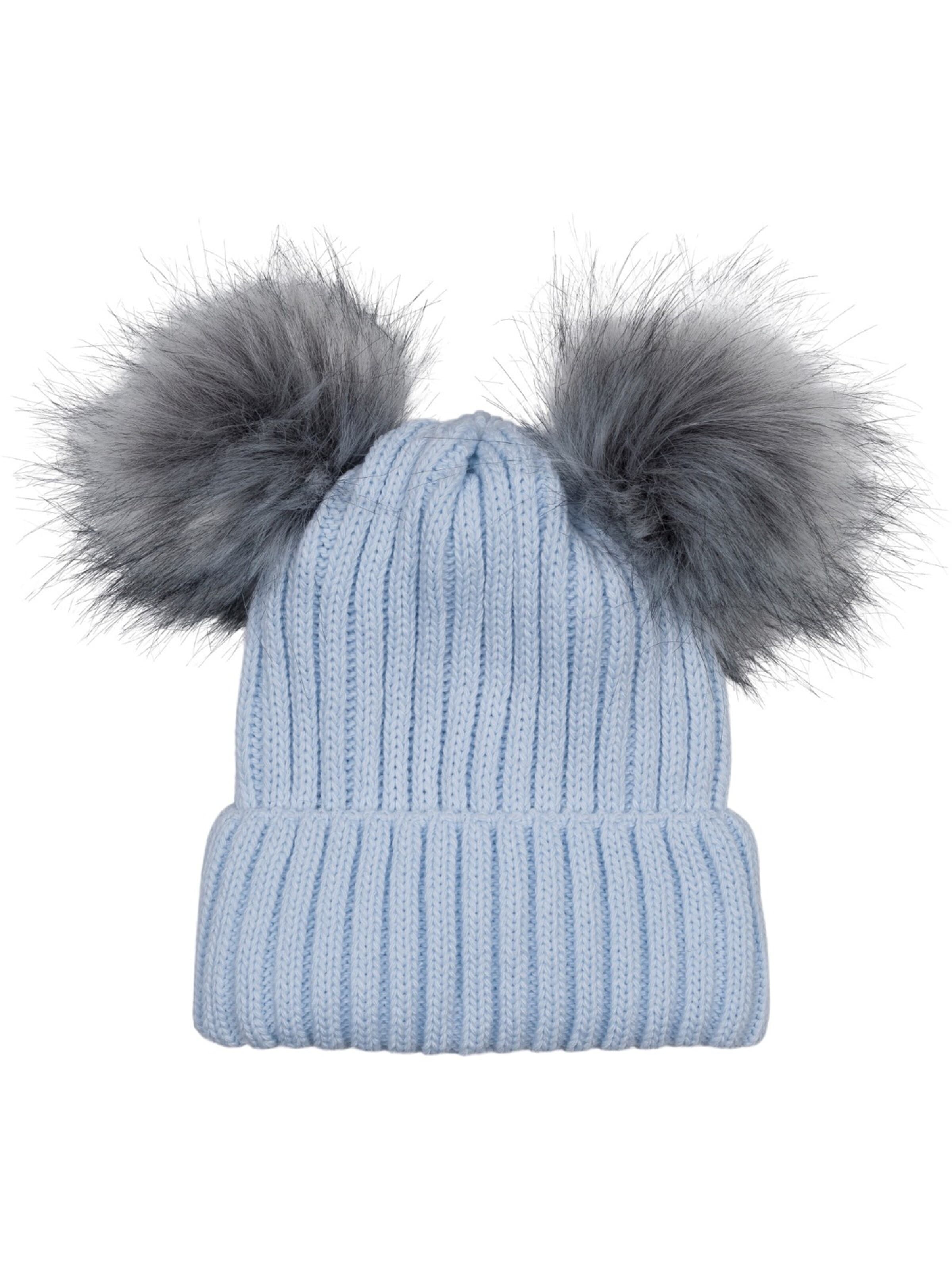 styleBREAKER Mütze 'Kinder Bommelmütze mit zwei Bommel'‌‌‌‌‌ in Blau