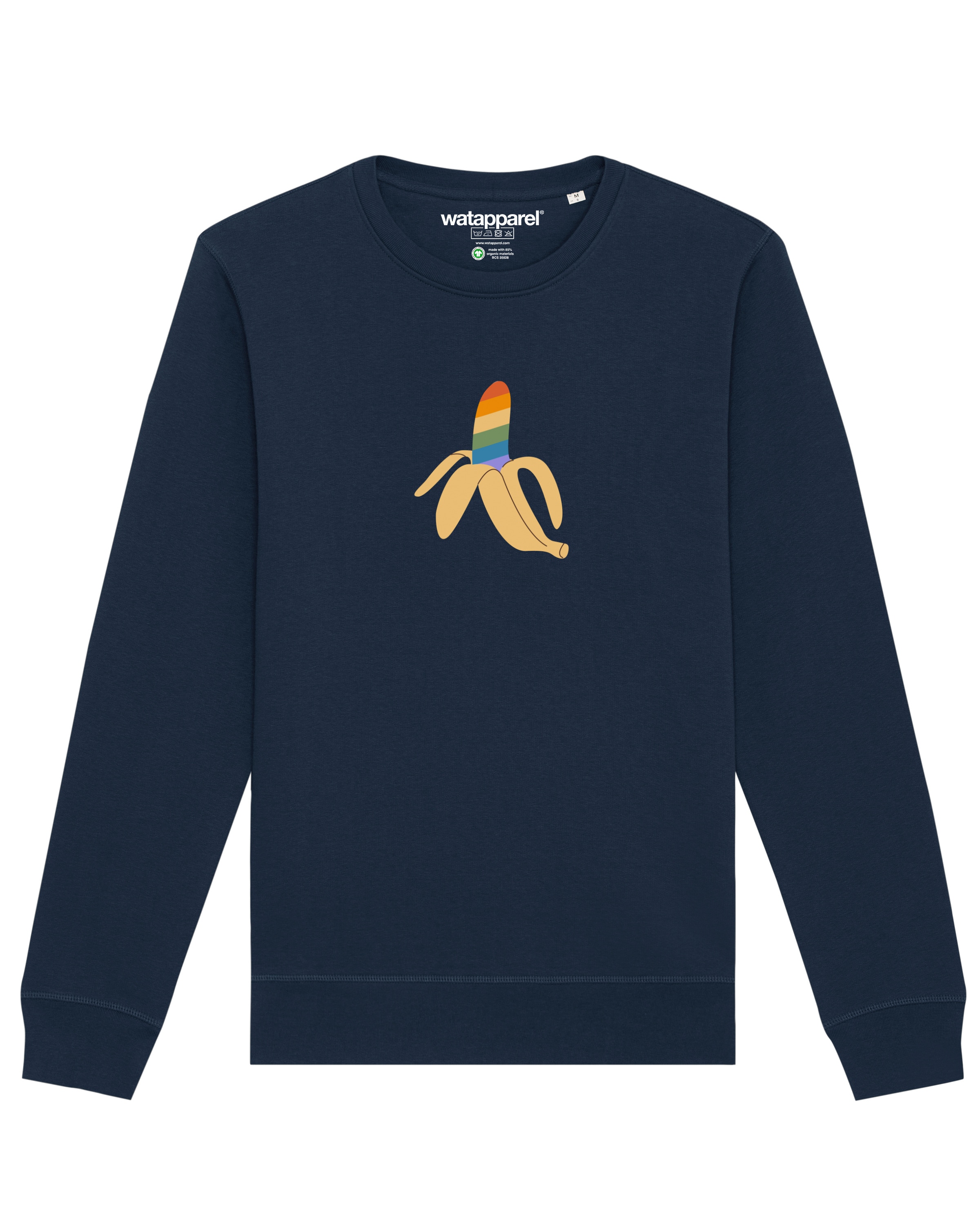 Sweat-shirt ' Rainbow Banana ' Watapparel en bleu : devant