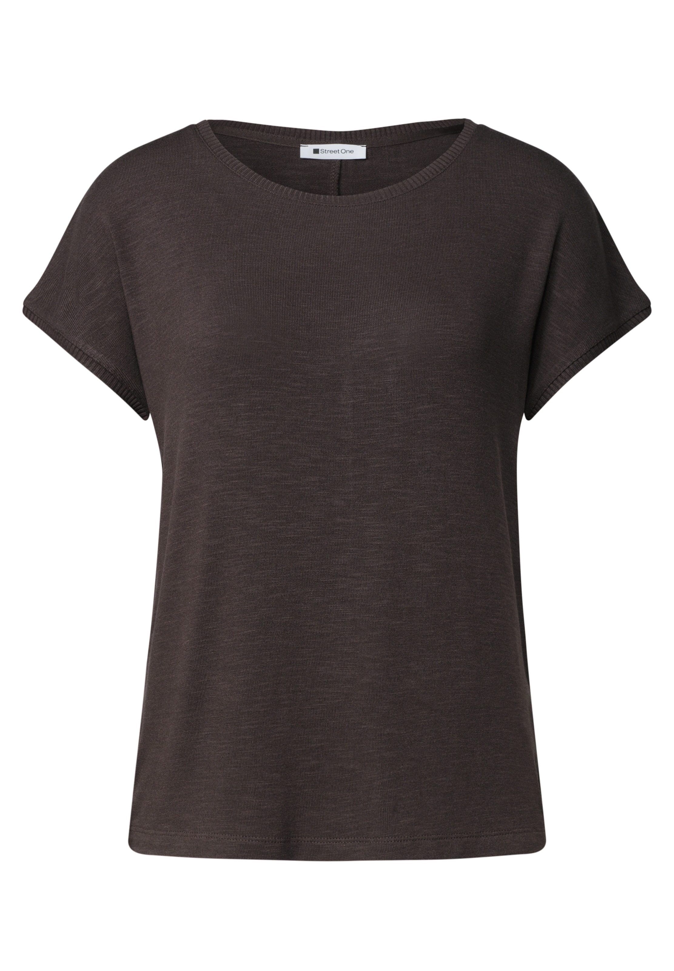 STREET ONE Dropped Shoulder Shirt mit Rundhals in Braun: Vorderseite