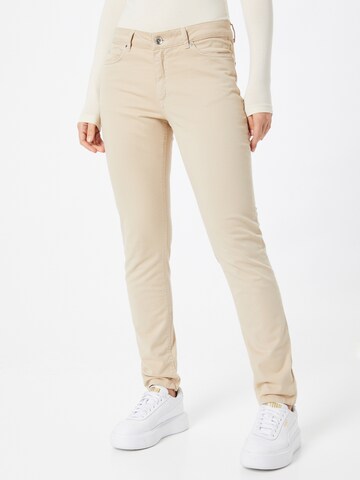 MORE & MORE Slimfit Jeans in Beige: Vorderseite