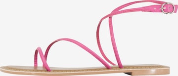 Sandalo con cinturino di faina in rosa: frontale
