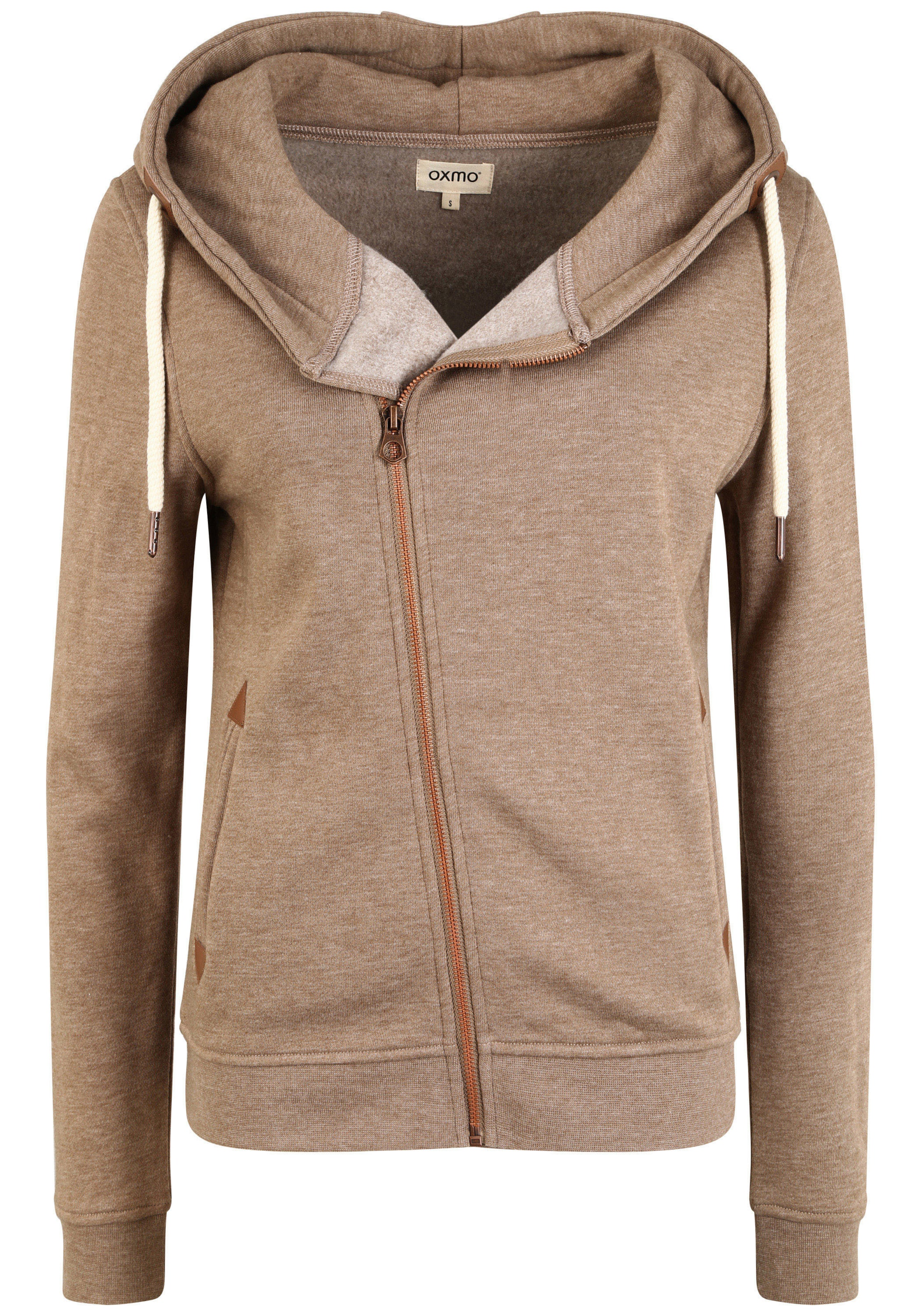 Oxmo Zip-Up Hoodie 'Vicky' in Brown: front