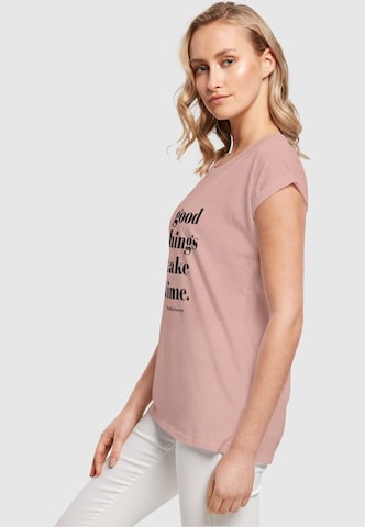 Merchcode T-Shirt 'Good Things Take Time' in Pink