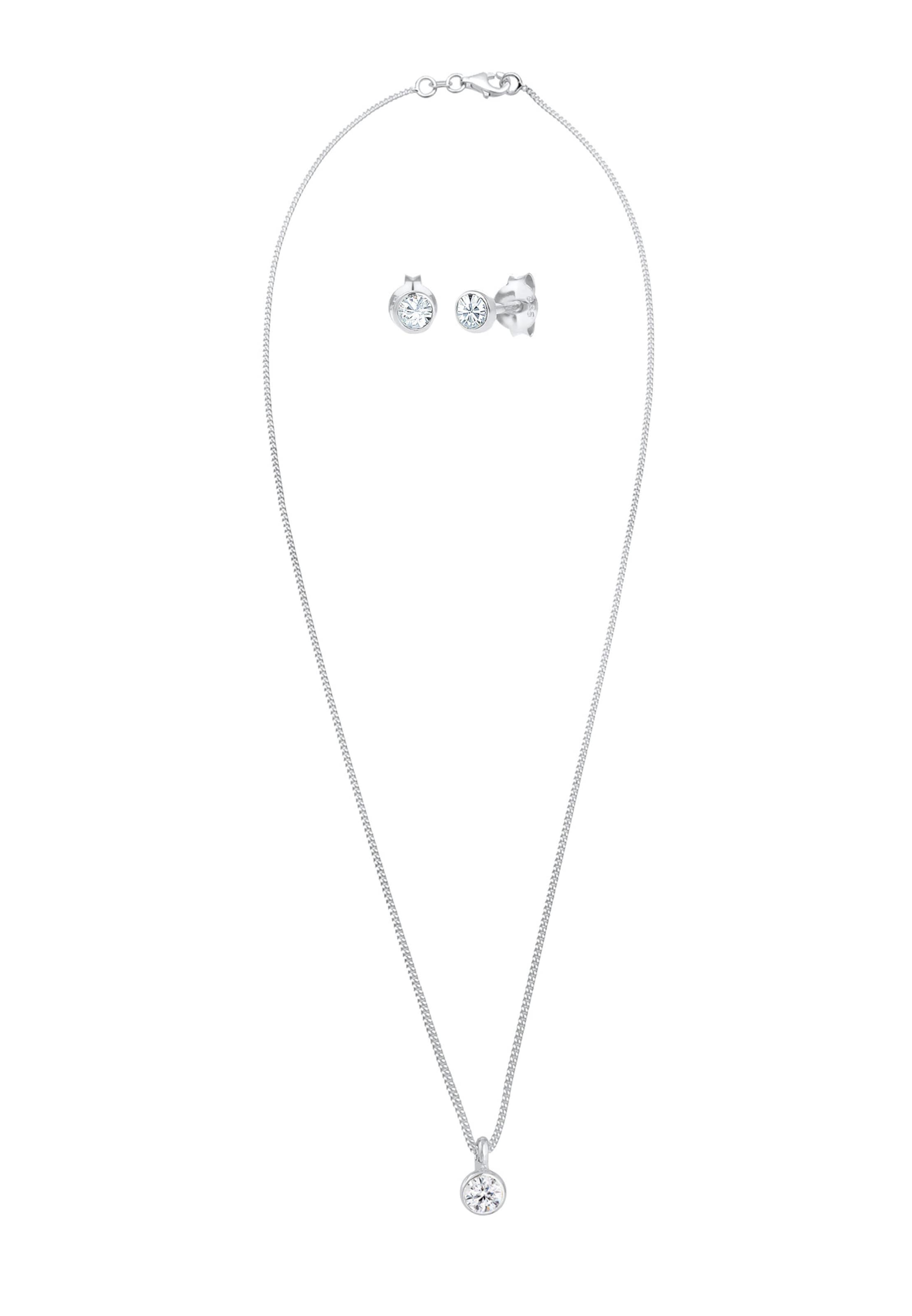 ELLI Sieraden set 'Kristall' in Zilver: voorkant