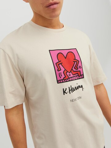 JACK & JONES - Camisa 'Keith Haring' em bege
