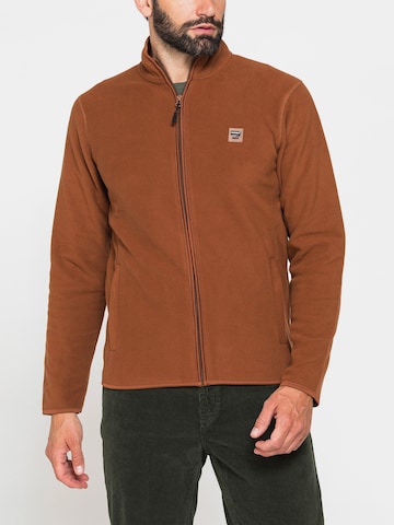 Carrera Jeans Fleece jacket 'Central Zip' in Brown: front