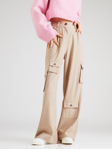 Nasty Gal Wide leg Cargo trousers in Beige: front