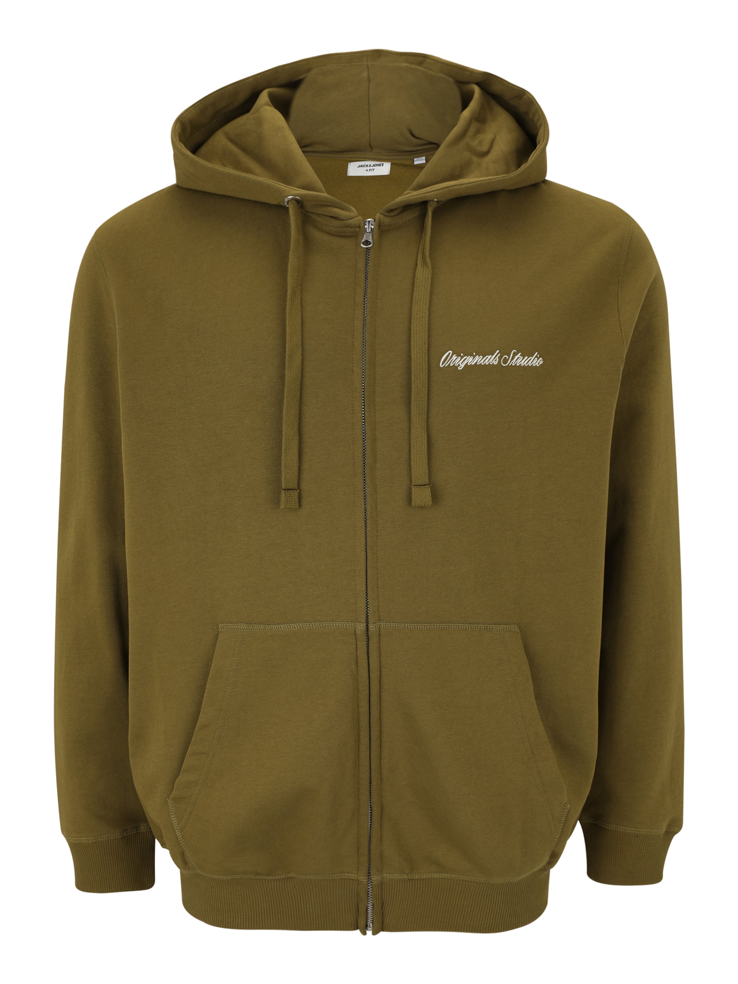 Jack & Jones Plus Sweatjakke 'JORNORREBRO' i grøn: forside