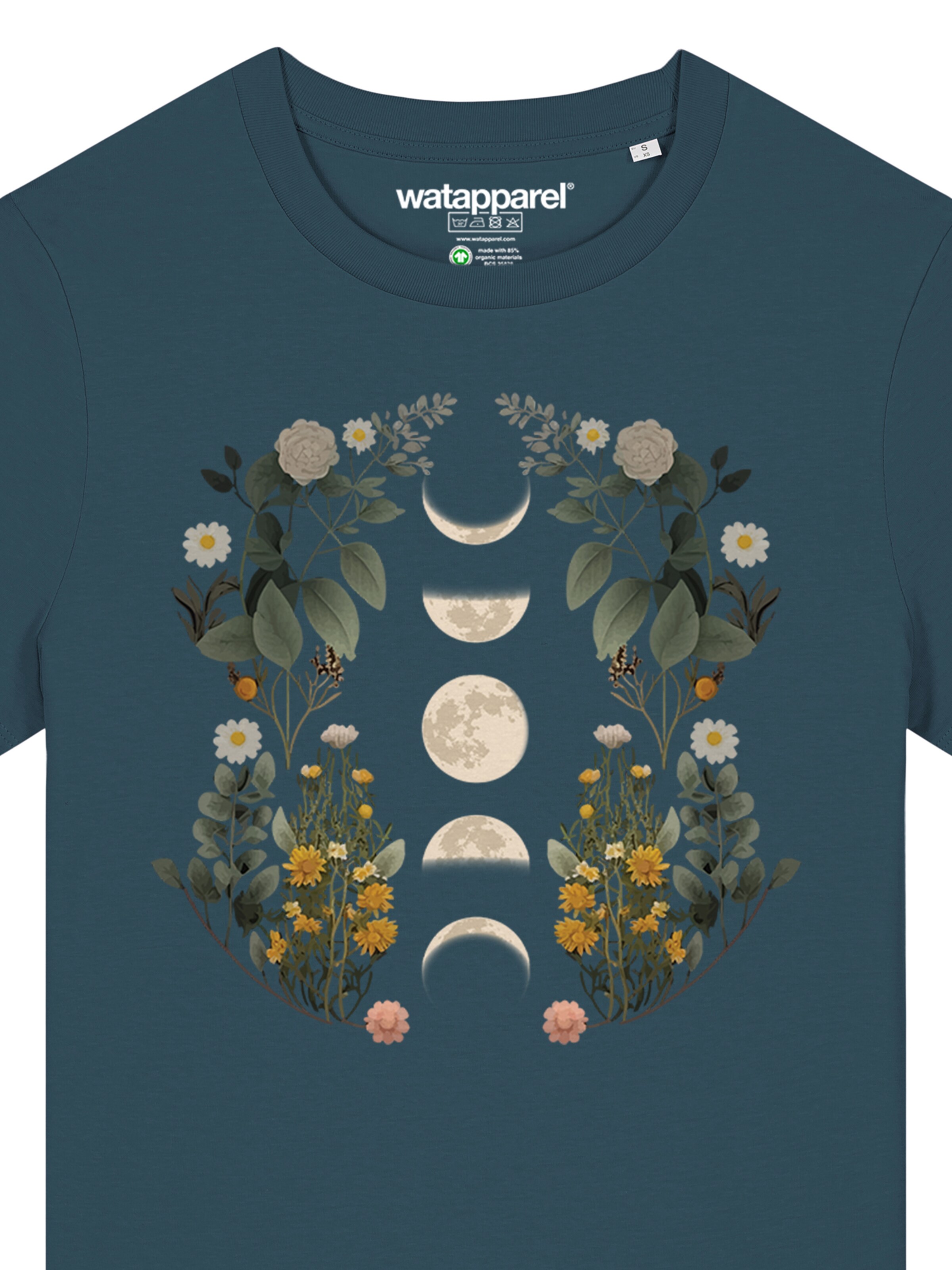 Maglietta 'Moonphases & Flower' di Watapparel in verde