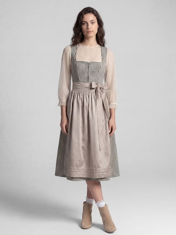 SPIETH & WENSKY Dirndl 'Karma' in Midilänge in Braun: Vorderseite