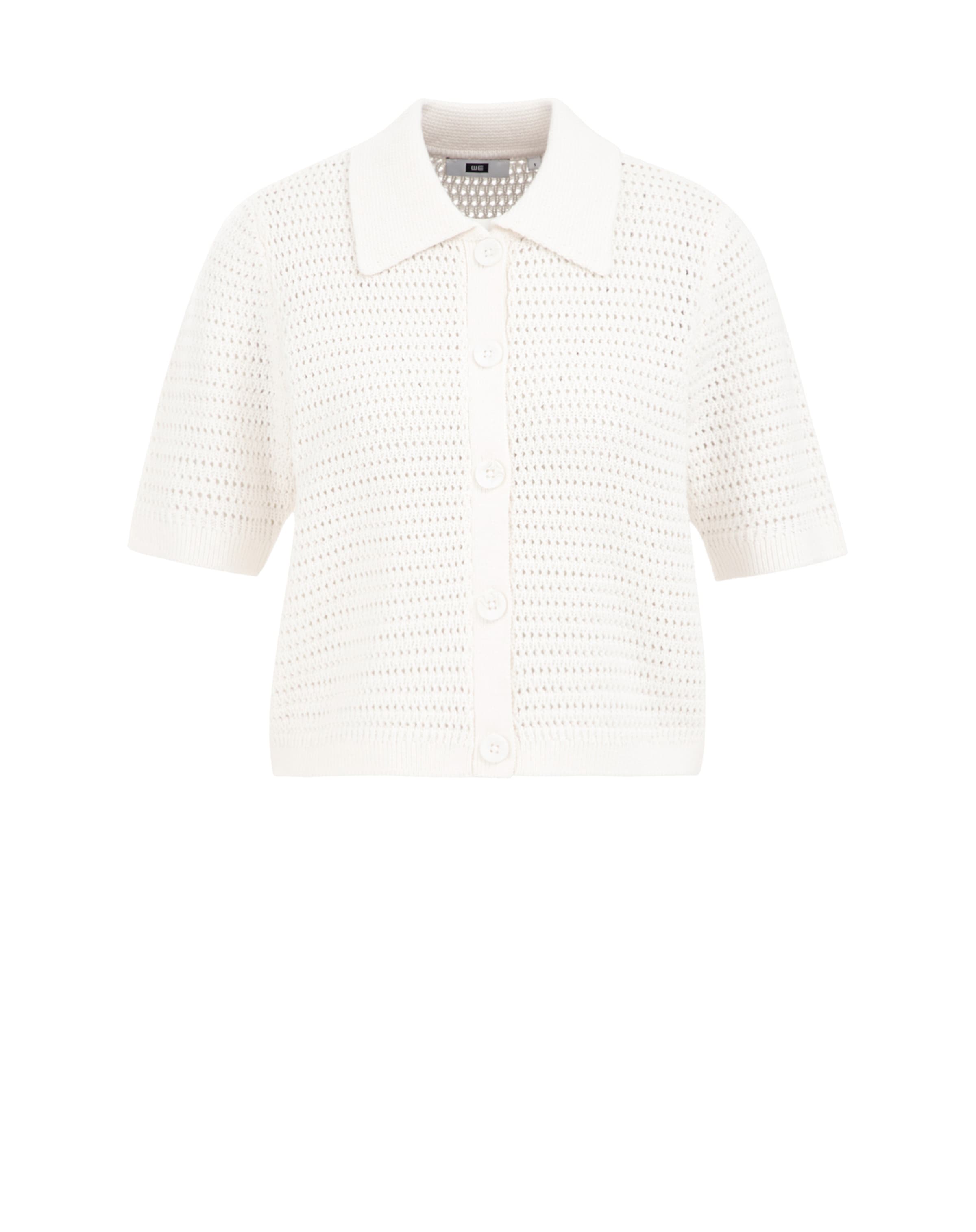 WE Fashion Πλεκτή ζακέτα σε λευκό: μπροστά