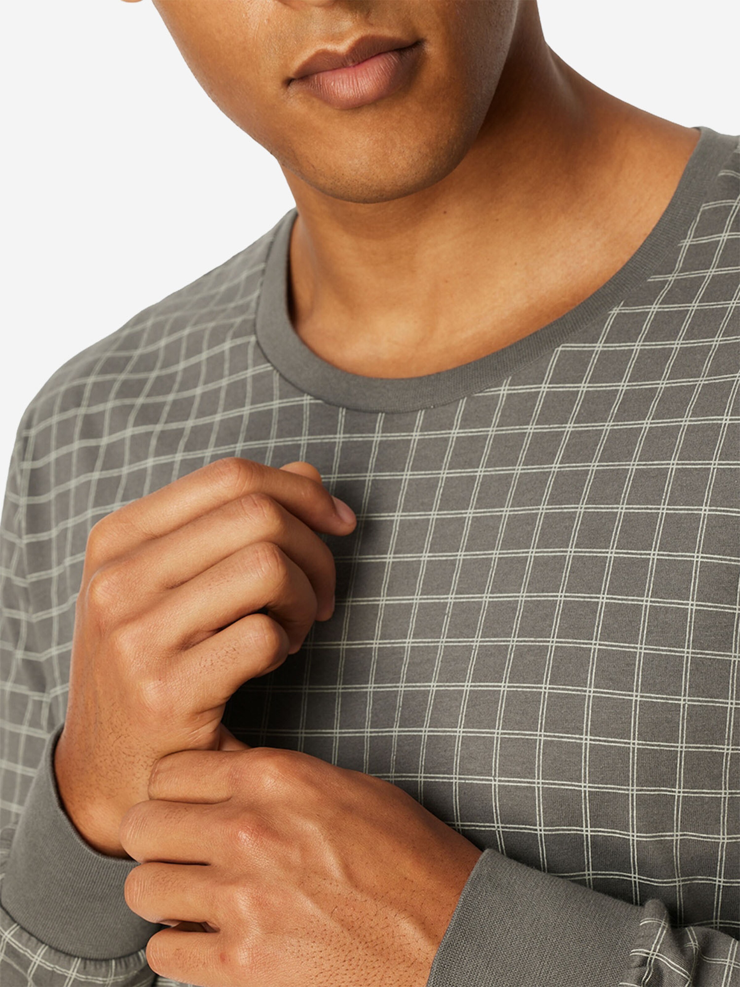 uncover by SCHIESSER Long Pajamas ' Nightwear Serie ' in Grey