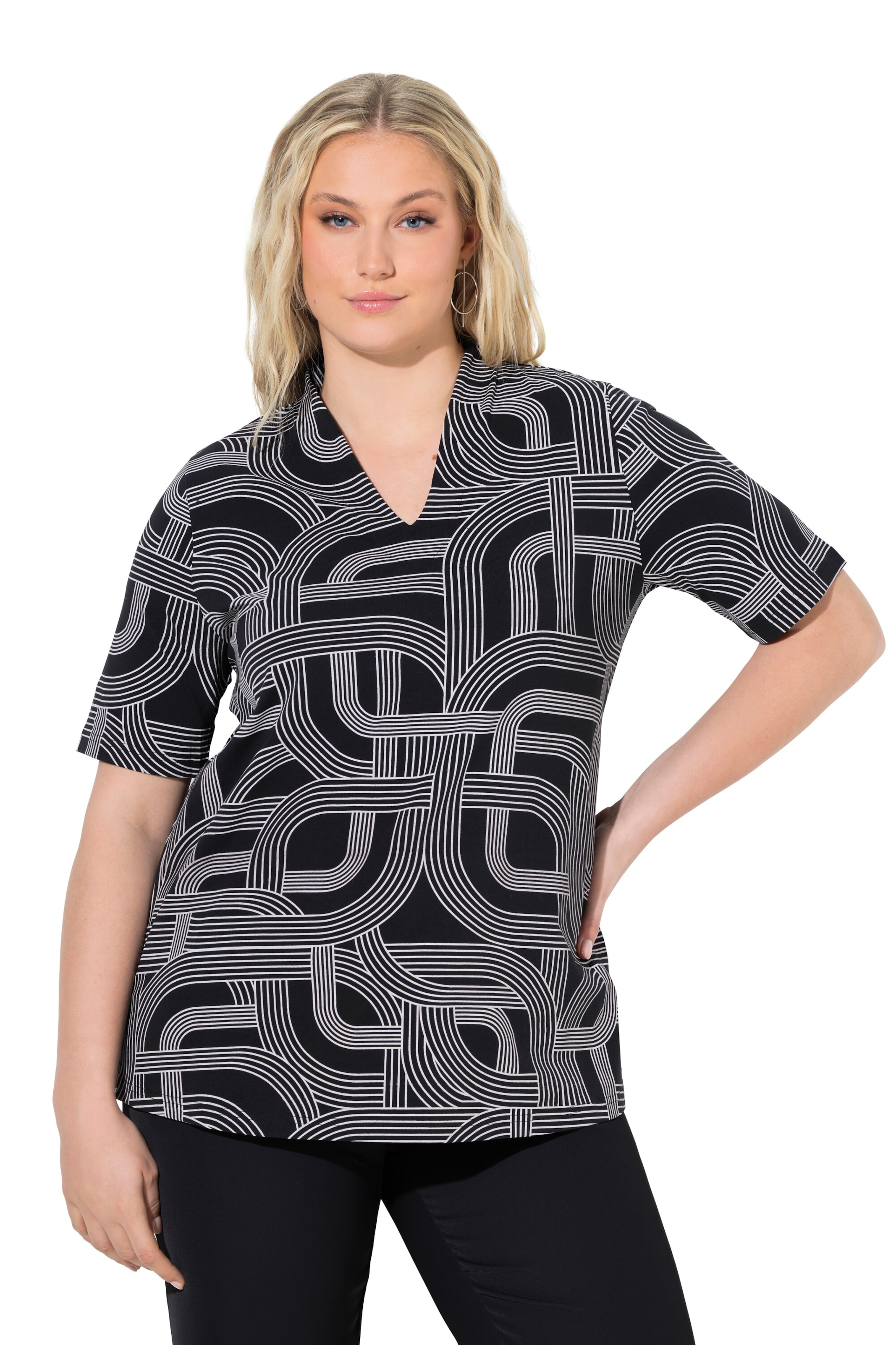 Ulla Popken Shirt in Zwart: voorkant