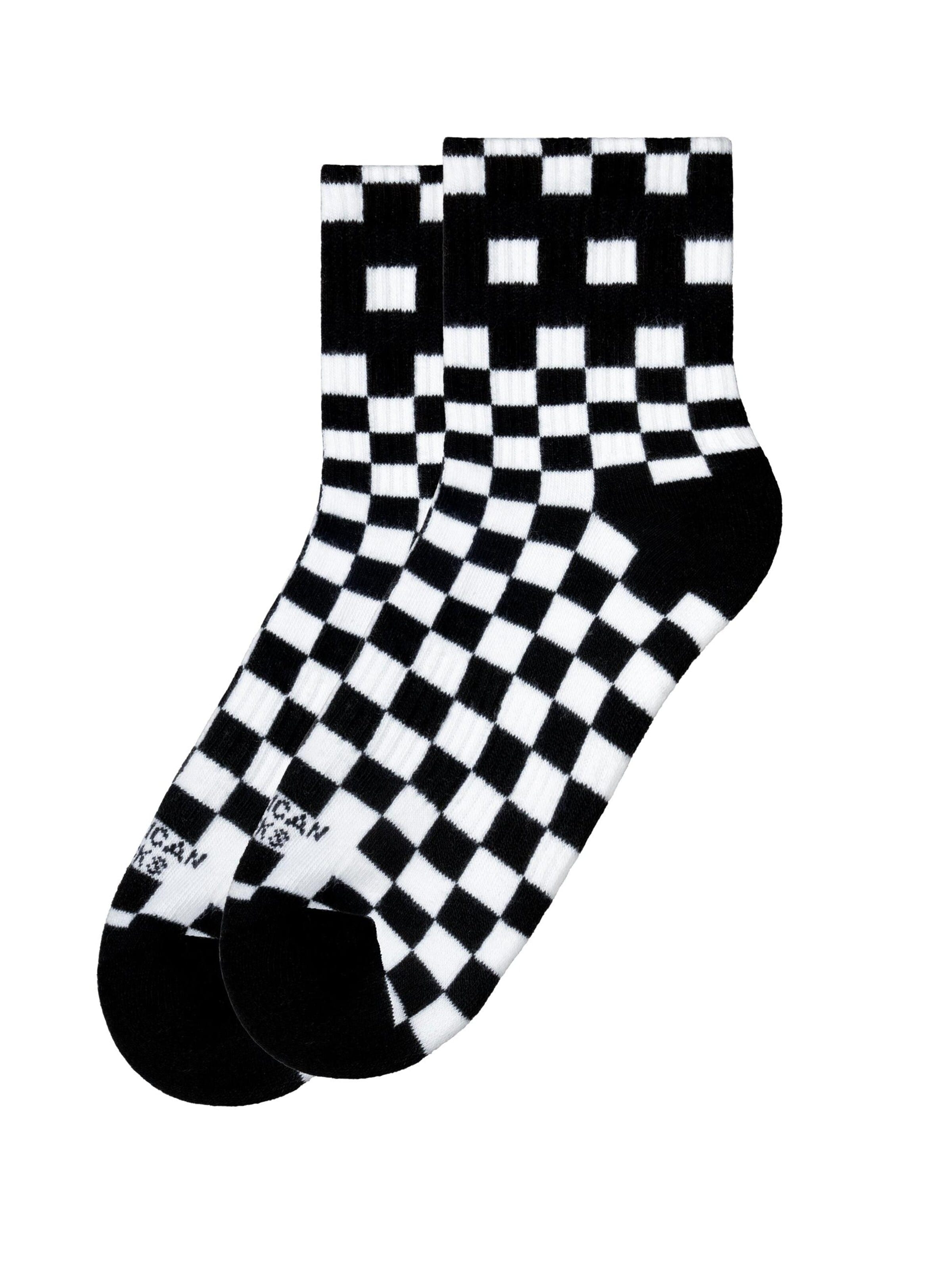 Calzino invisibile 'Checkerboard B/W' di American Socks in nero: frontale