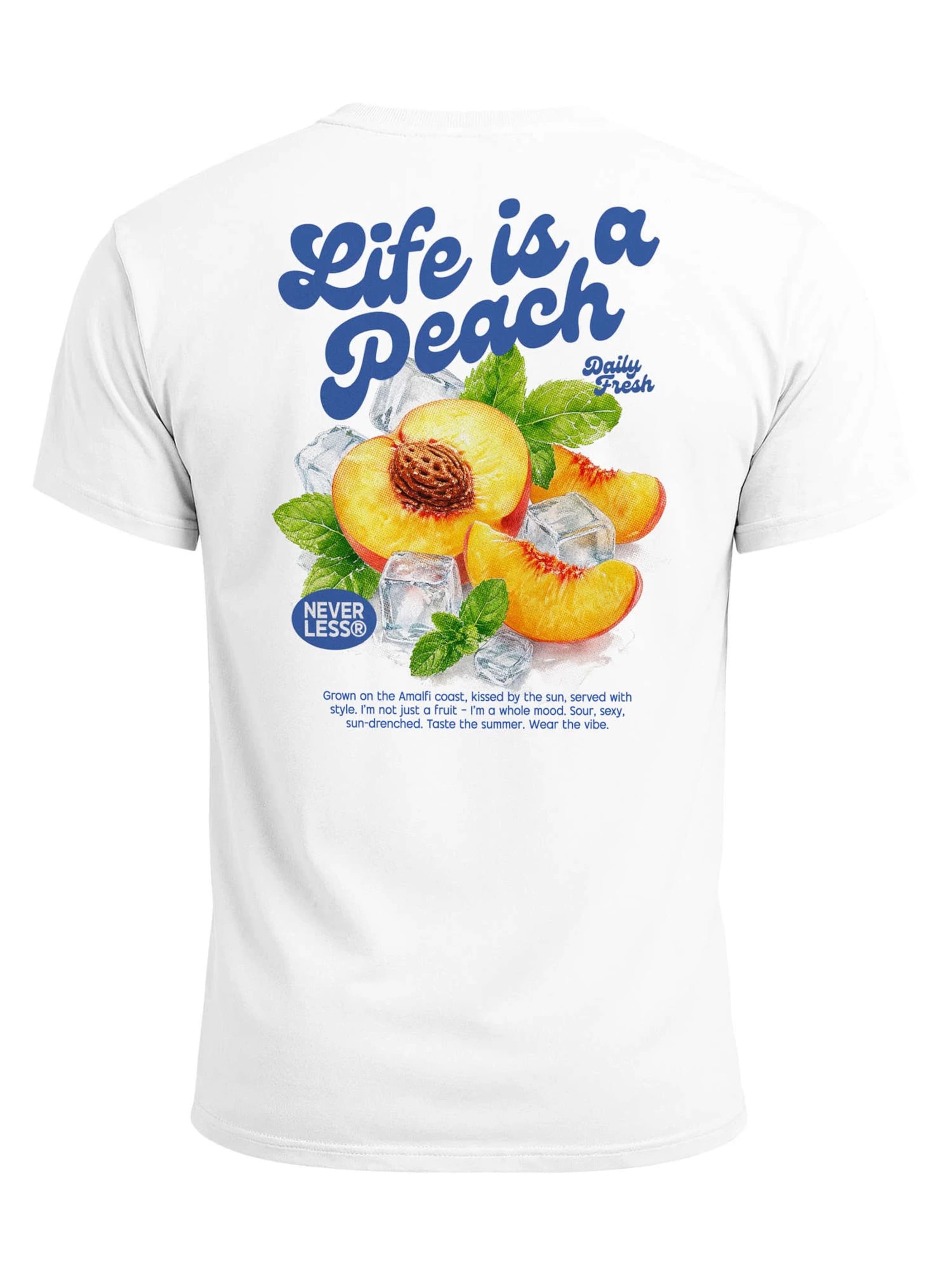 Neverless Shirt 'Life is a peach' in White: front