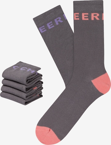 CHEERIO* Къси чорапи 'Best Friend' в сиво: отпред