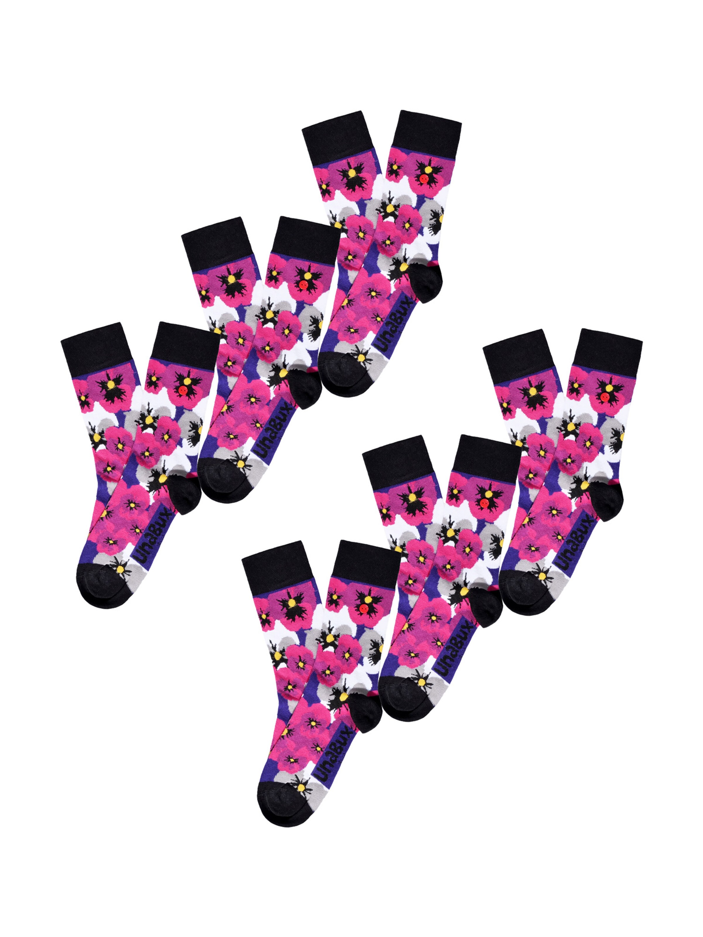 UNABUX Socks ' GRUMBLE IN THE JUNGLE ' in Pink: front