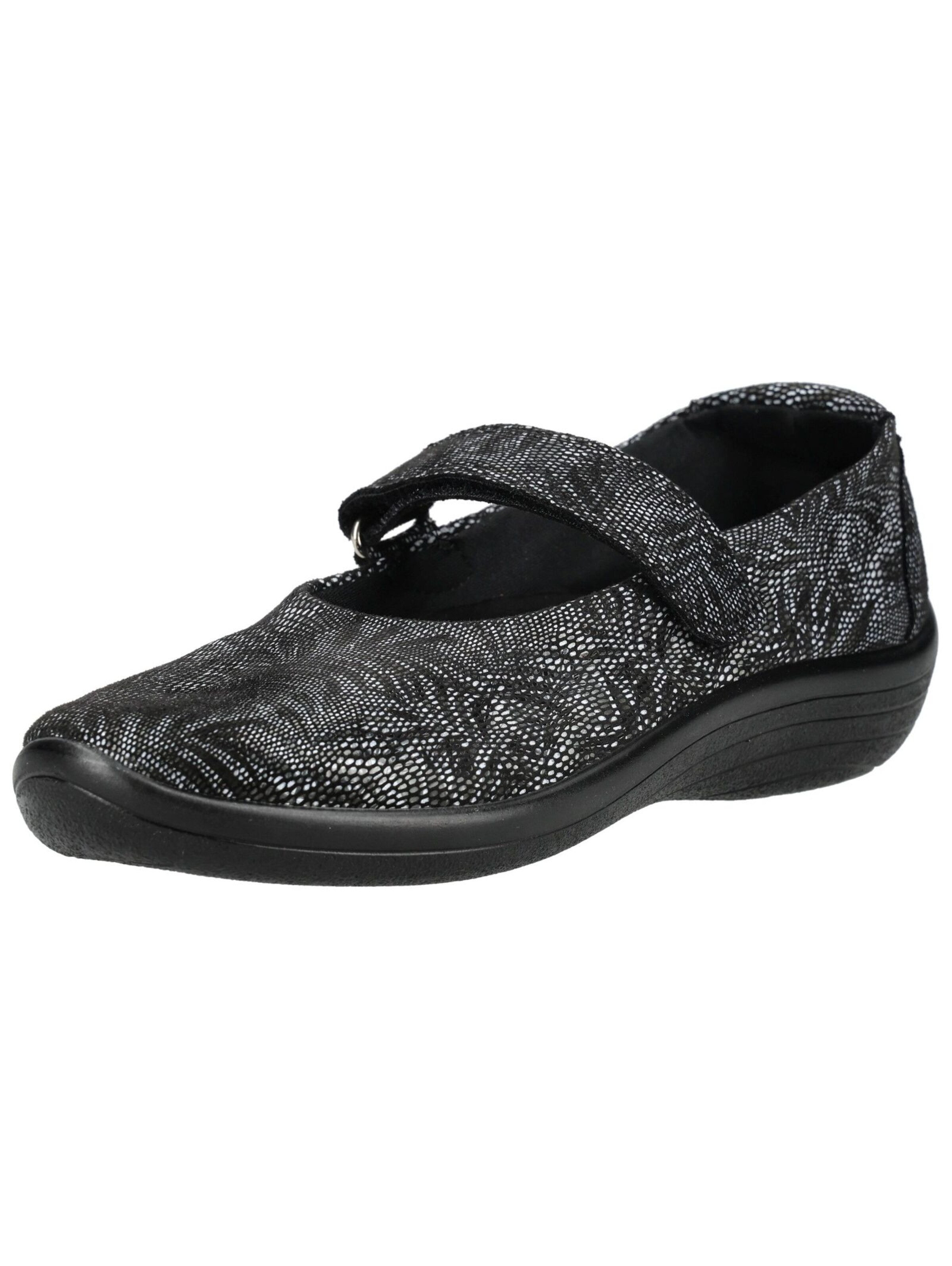 Arcopedico Ballet Flats with Strap in Black: front