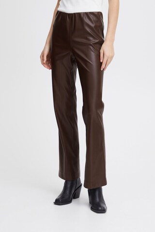 ICHI Regular Trousers 'Ihcazavi' in Brown: front