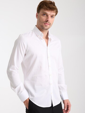 Slim fit Camicia business 'Leonardo' di 7Camicie in bianco: frontale