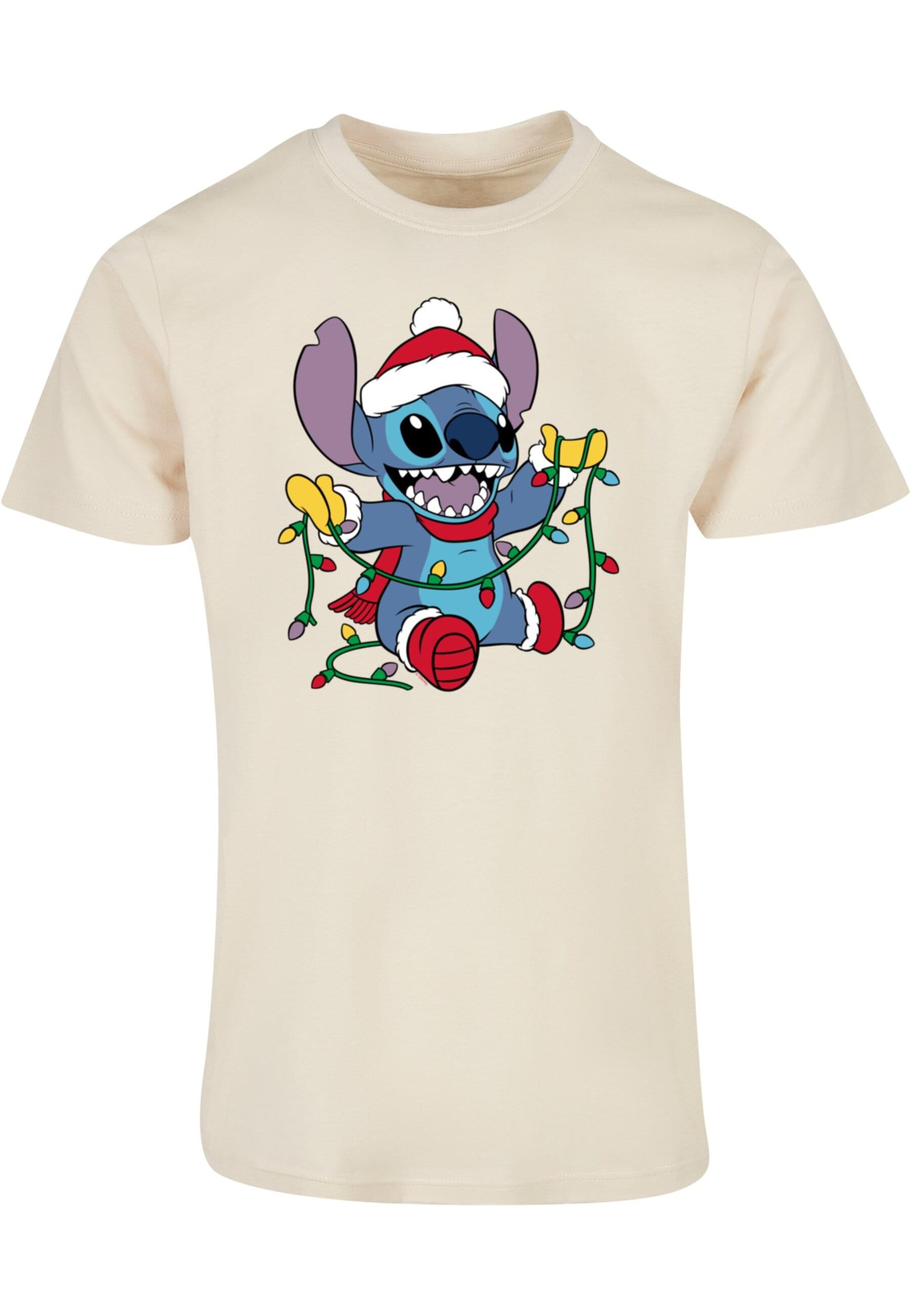 T-Shirt 'Lilo And Stitch - Christmas Lights' ABSOLUTE CULT en beige : devant
