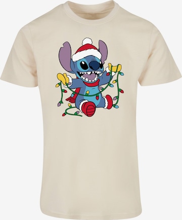 ABSOLUTE CULT T-Shirt 'Lilo And Stitch - Christmas Lights' in Beige: predná strana