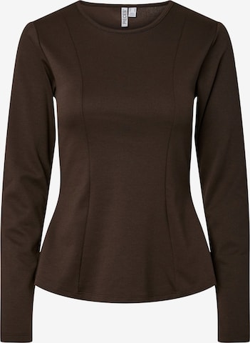 PIECES Shirt 'PCLucci Peplum' in Bruin: voorkant