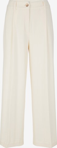 TOM TAILOR Wide leg Trousers with creases 'Lea' in Beige: front