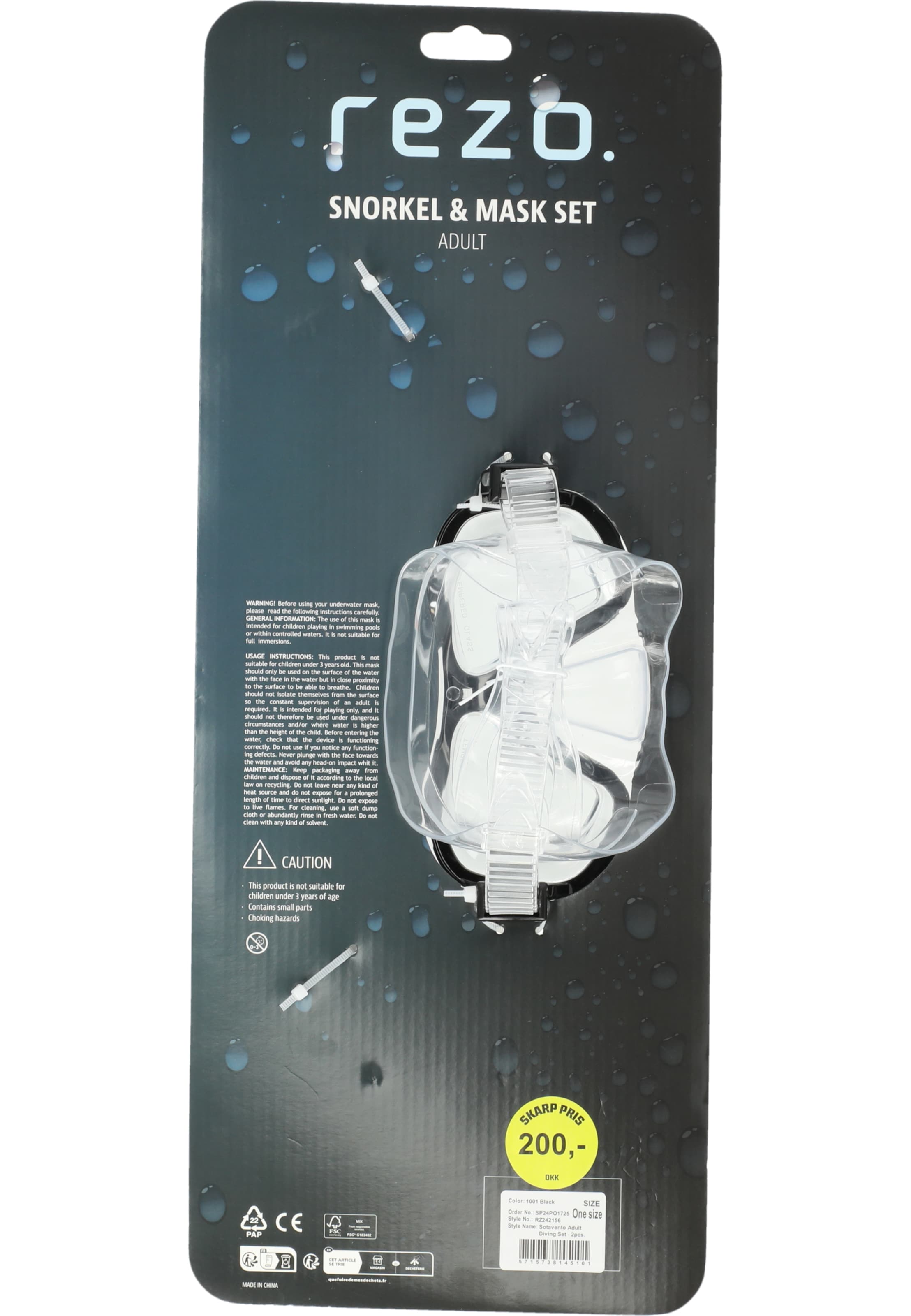 Rezo Diving mask & snorkel 'Sotavento' in Black