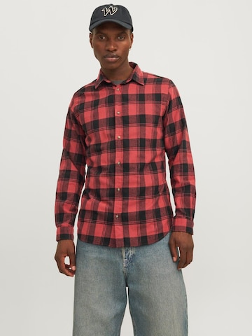 JACK & JONES Slim fit Overhemd 'JJJoshua' in Rood: voorkant