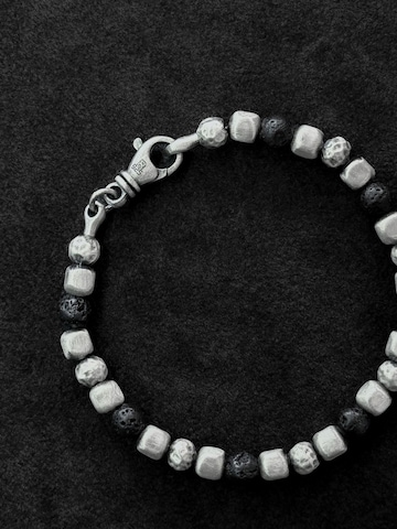 REYTEL Bracelet 'CUBE. LAVA STONE' in Silver