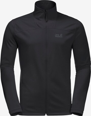 JACK WOLFSKIN Athletic Fleece Jacket 'Horizon' in Black: front