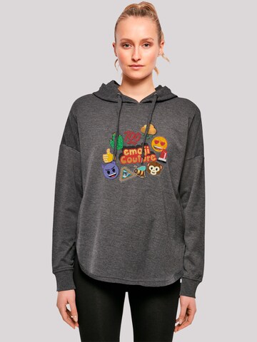 Sweat-shirt emoji couture en gris : devant