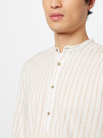 JACK & JONES Slim fit Button Up Shirt 'Summer' in Beige