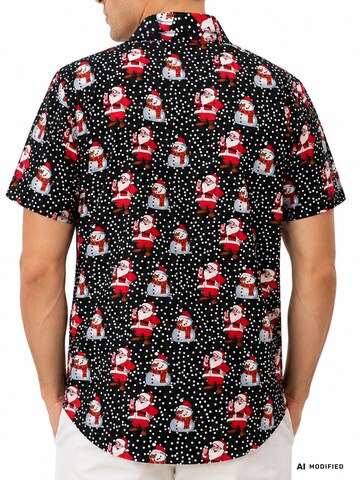 Regular fit Camicia 'Christmas Santa Likes' di King Kameha in nero