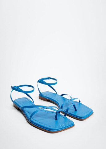 MANGO T-Bar Sandals 'Tapy' in Blue