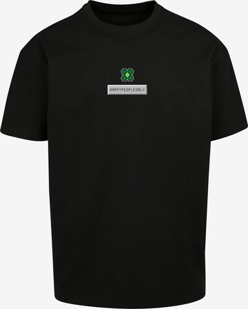 T-Shirt 'Silvester Happy New Year Pixel Kleeblatt' F4NT4STIC en noir : devant