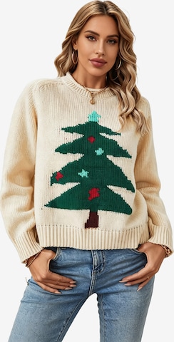 KoJooin Piżama 'Damen Ugly Christmas Pullover mit Weihnachtsbaum-Motiv Longsleeve Strickpullover für Festliche' w kolorze pomarańczowy: przód