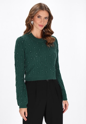 Pull-over faina en vert : devant