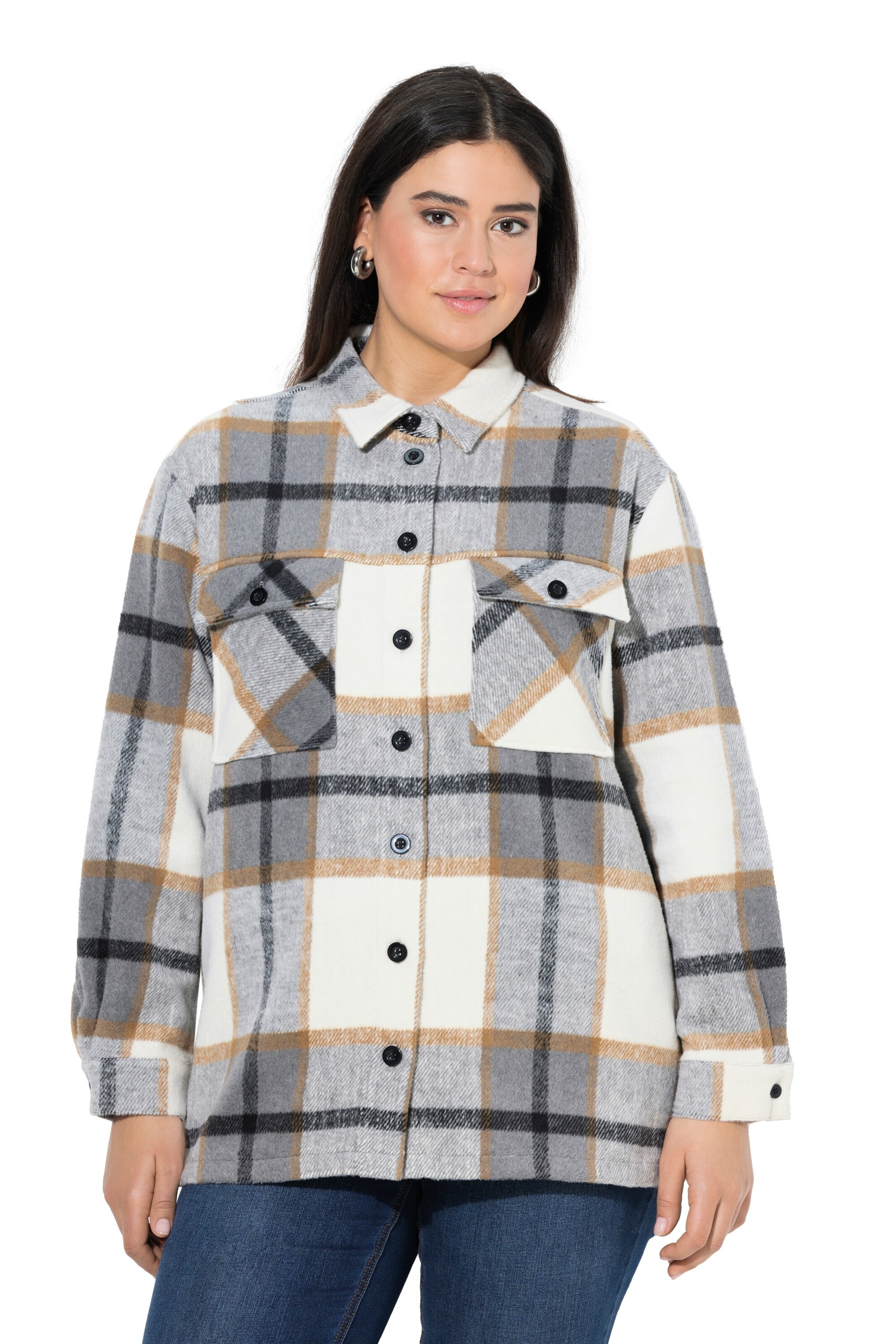 Ulla Popken Between-Season Jacket in Grey: front