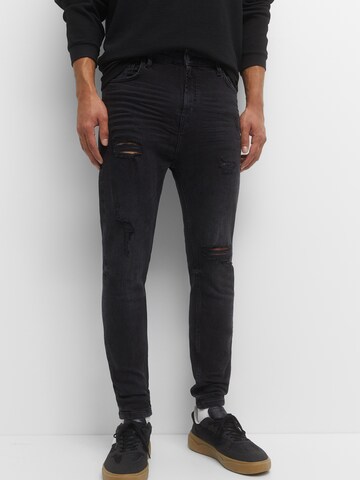 Pull&Bear Slimfit Jeans in Zwart: voorkant