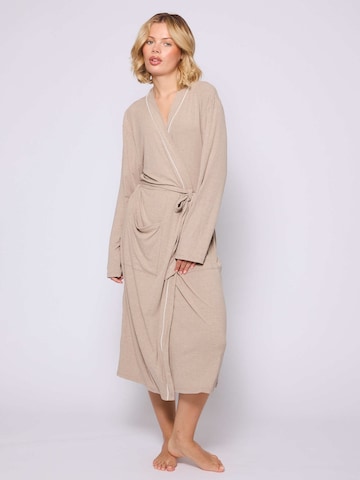 Loungeable Long Bathrobe in Beige: front
