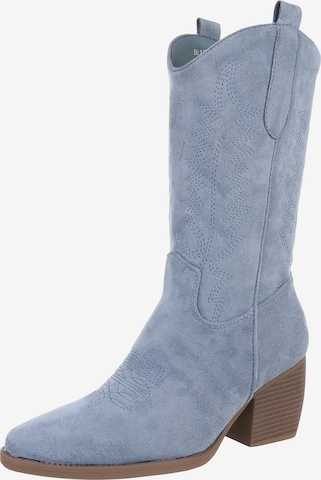 Ital-Design Cowboy Boots in Blue: front