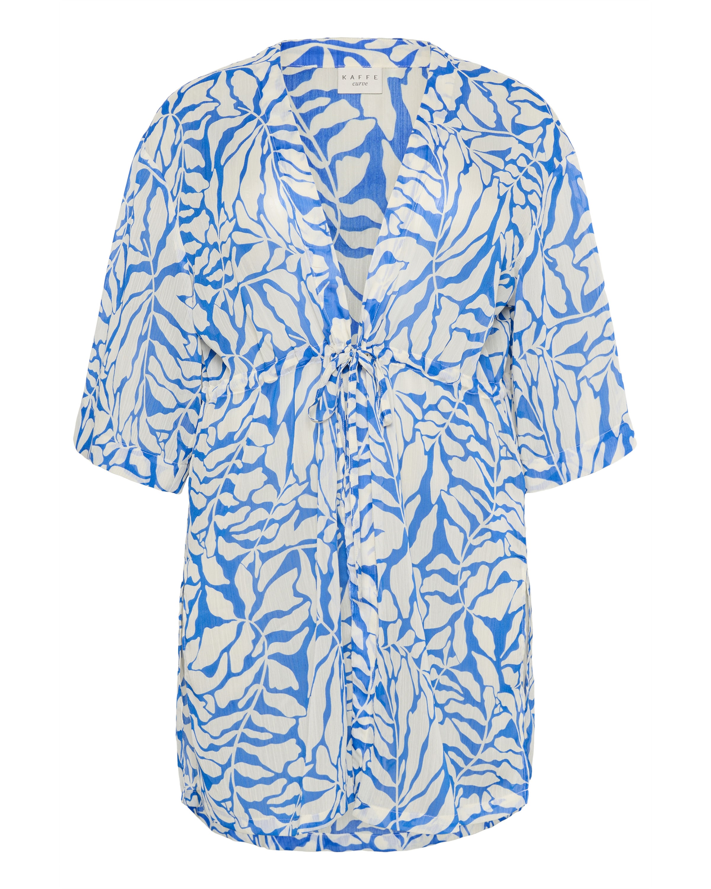 KAFFE CURVE Kimono 'Lea' – modrá: přední strana