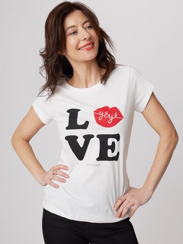 Mademoiselle YéYé Shirt 'Love' in Wit: voorkant