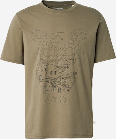 M dydžio Marškinėliai iš KnowledgeCotton Apparel, spalva – rusvai žalia / juoda, Prekių apžvalga
