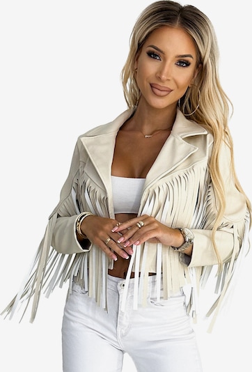 Numoco Übergangsjacke 'Bikerjacke mit Fransen' in S-M in beige, Produktansicht